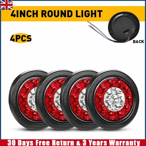 Tail lights 4inch round red - 4x,
